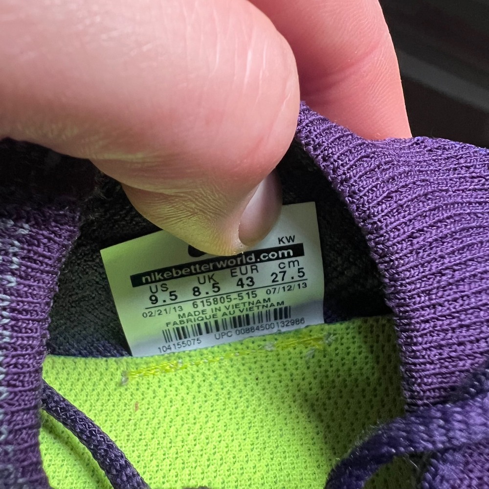 Nike Free 5.0 Flyknit Purple Grey Running Shoes 615805-515 training Mens 9.5 - Picture 8 of 9